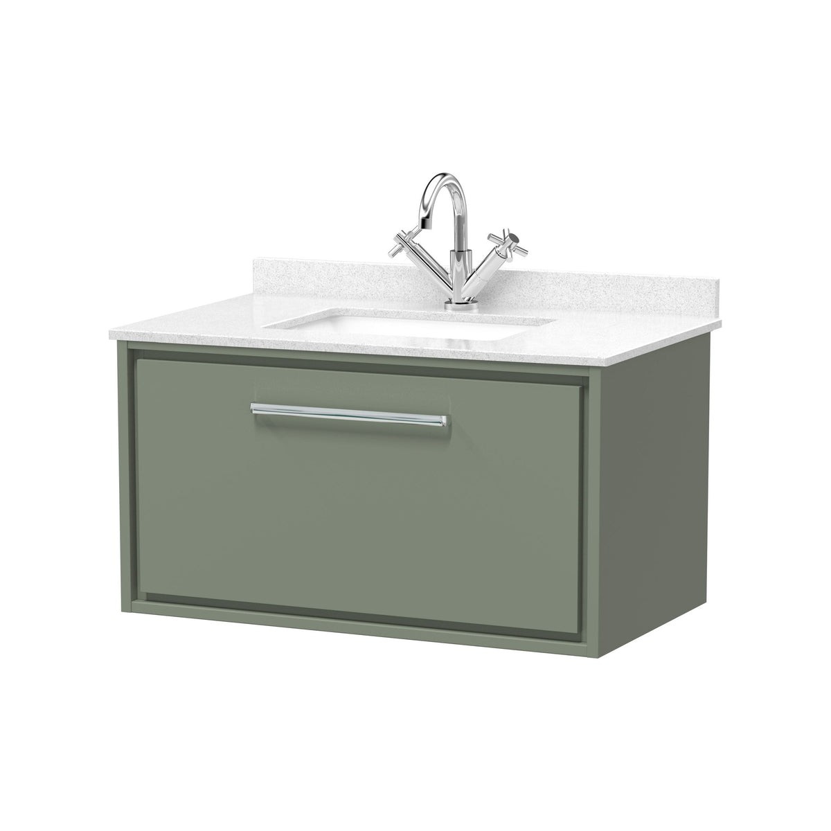 Hudson Reed Lille 800mm 1 Drawer Wall Hung Vanity Unit With Square Basin With Marble Worktop