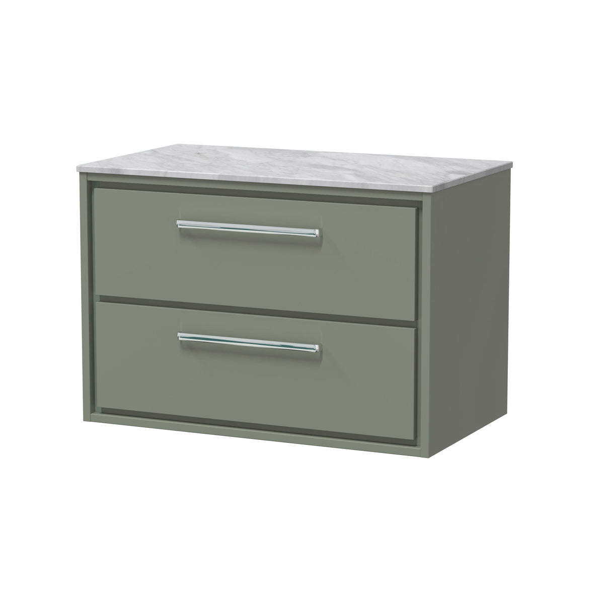Hudson Reed Lille 800mm 2 Drawer Wall Hung Vanity Unit With Grey Marble Worktop