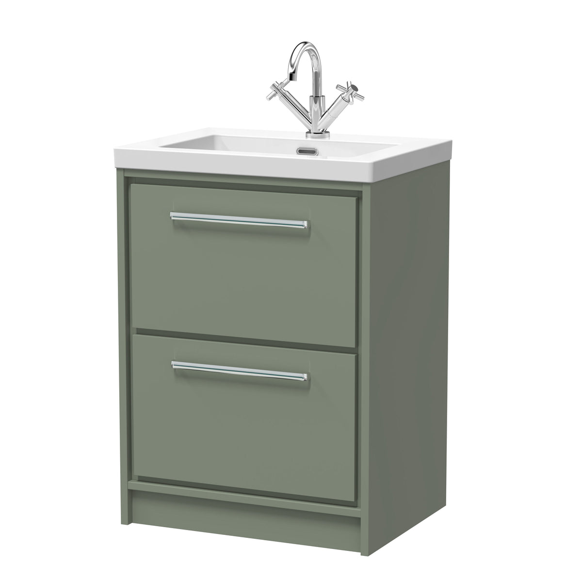 Hudson Reed Lille 600mm 2 Drawer Floor Standing Vanity Unit With 1 Tap Hole Fireclay Basin