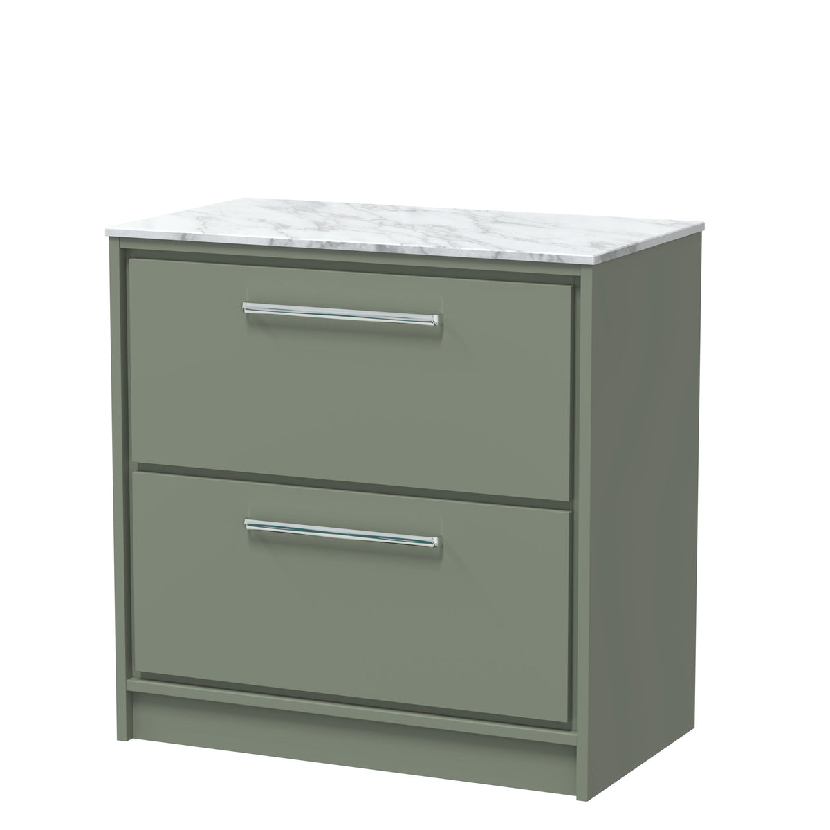 Hudson Reed Lille 800mm 2 Drawer Floor Standing Vanity Unit With Carrara Marble Worktop