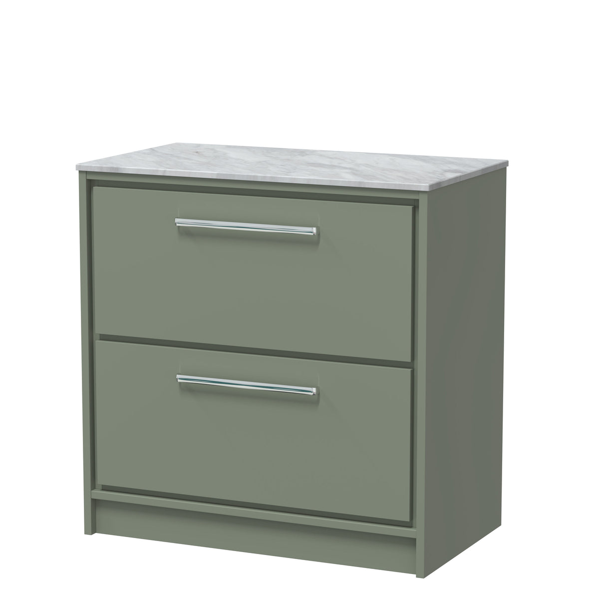 Hudson Reed Lille 800mm 2 Drawer Floor Standing Vanity Unit With Grey Marble Worktop