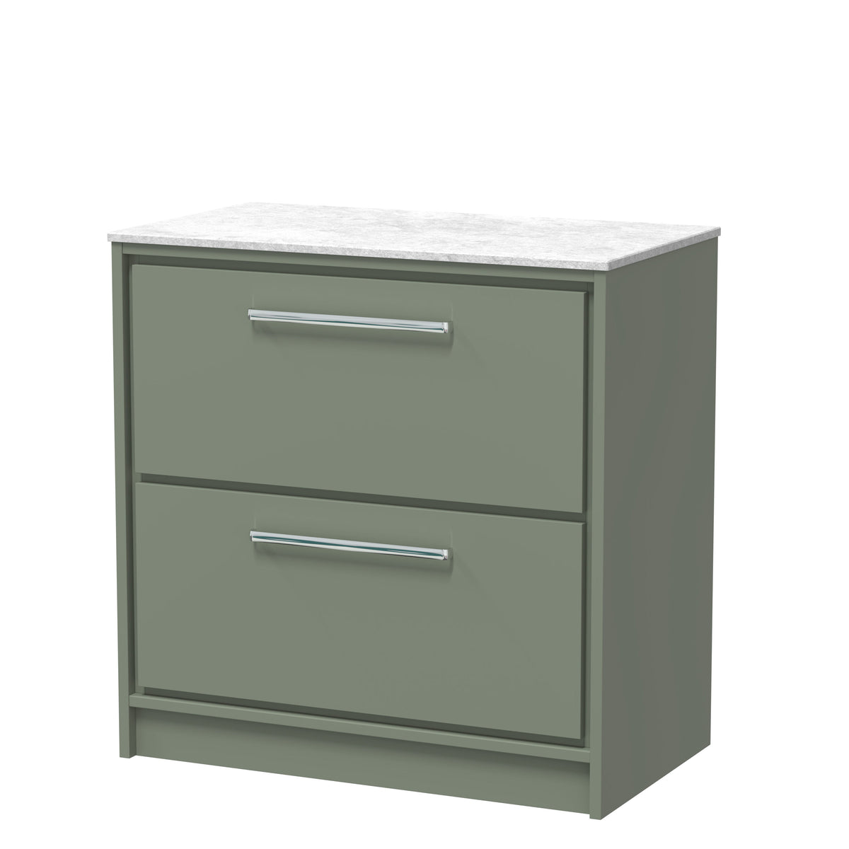 Hudson Reed Lille 800mm 2 Drawer Floor Standing Vanity Unit With White Marble Worktop
