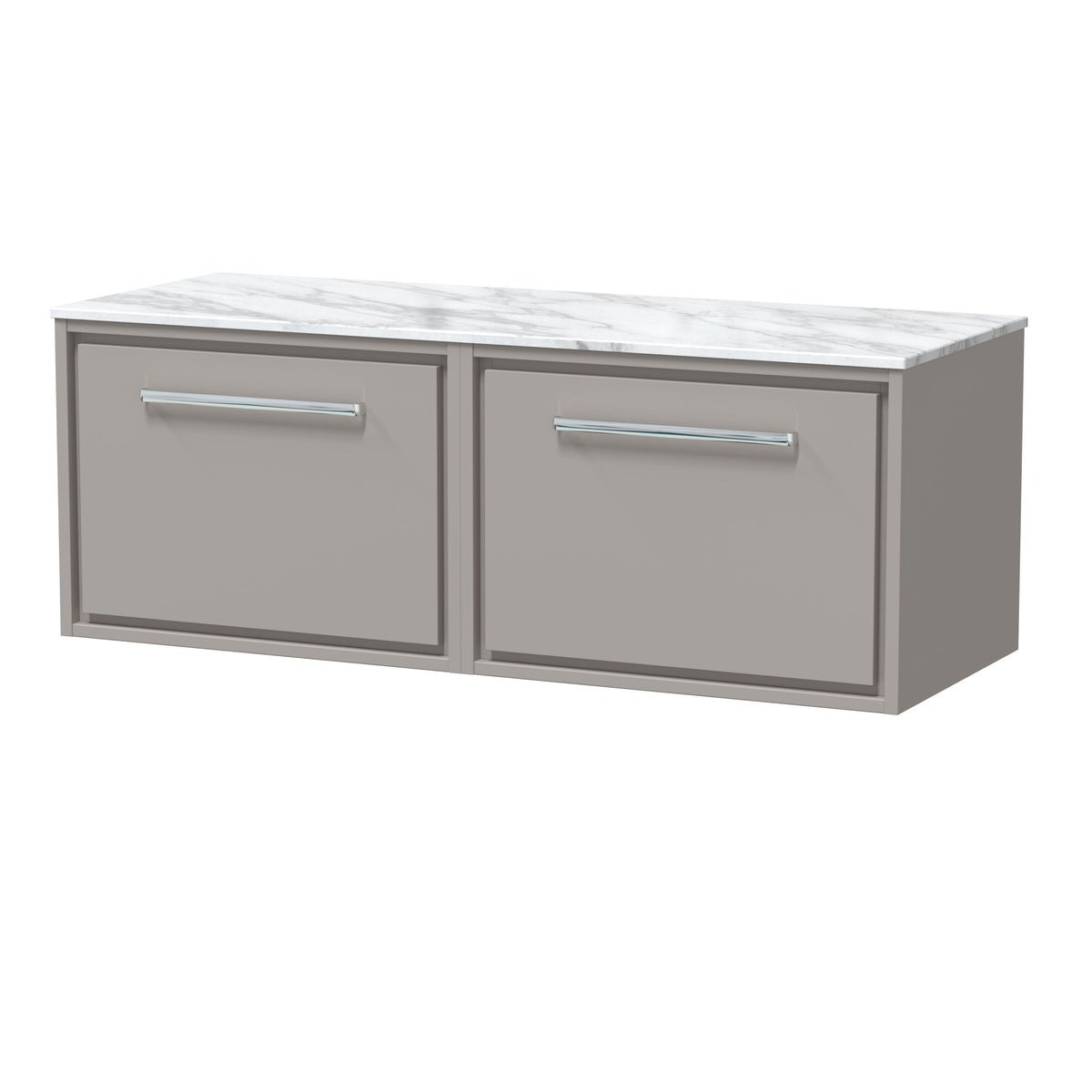 Hudson Reed Lille 1200mm 1 Drawer Wall Hung Vanity Unit With Carrara Marble Worktop