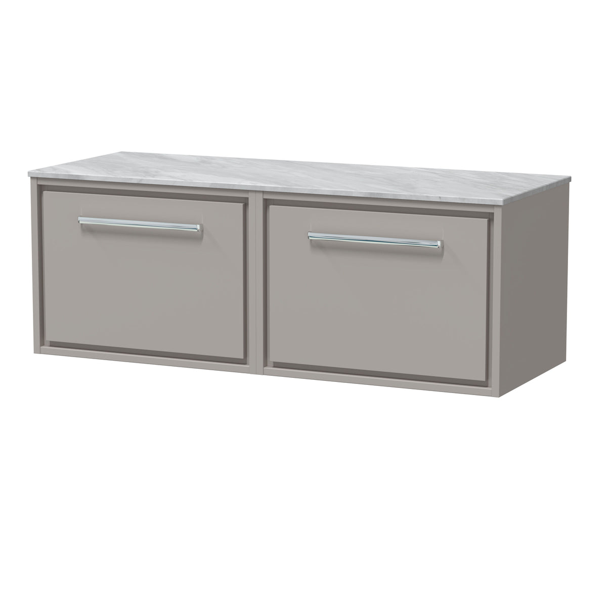 Hudson Reed Lille 1200mm 1 Drawer Wall Hung Vanity Unit With Grey Marble Worktop