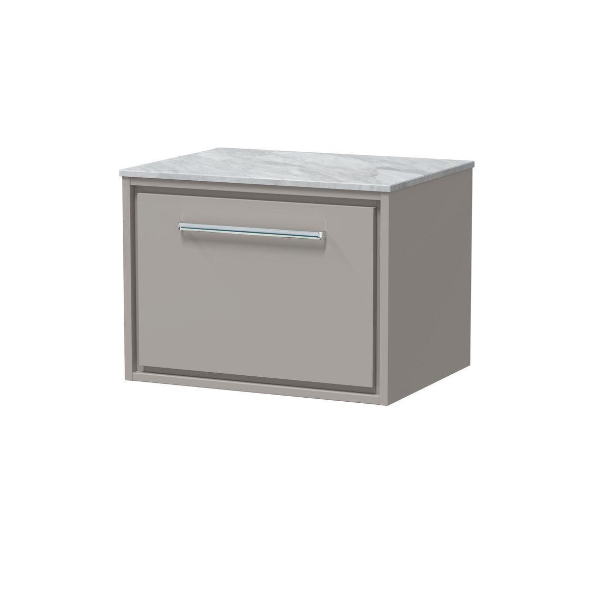 Hudson Reed Lille 600mm Wall Hung 1 Drawer Vanity Unit With Grey Marble Worktop