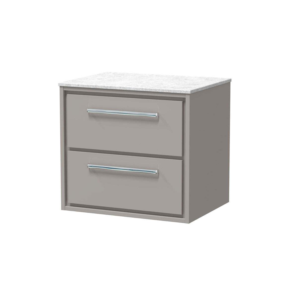 Hudson Reed Lille 600mm 2 Drawer Wall Hung Vanity Unit With White Marble Worktop