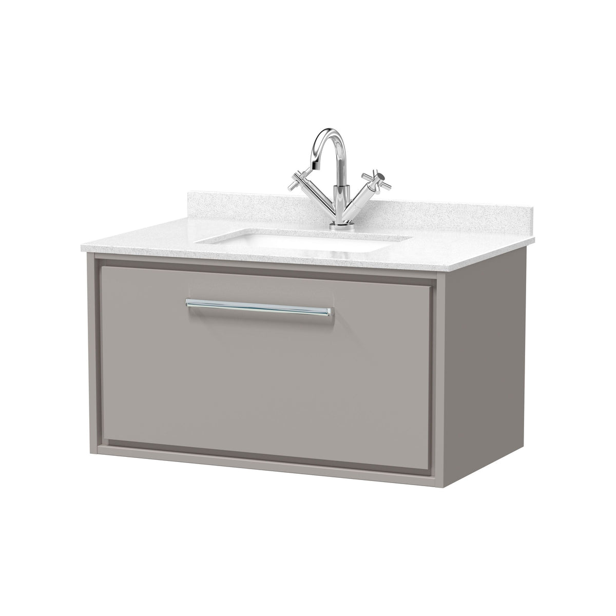 Hudson Reed Lille 800mm 1 Drawer Wall Hung Vanity Unit With Square Basin With Marble Worktop