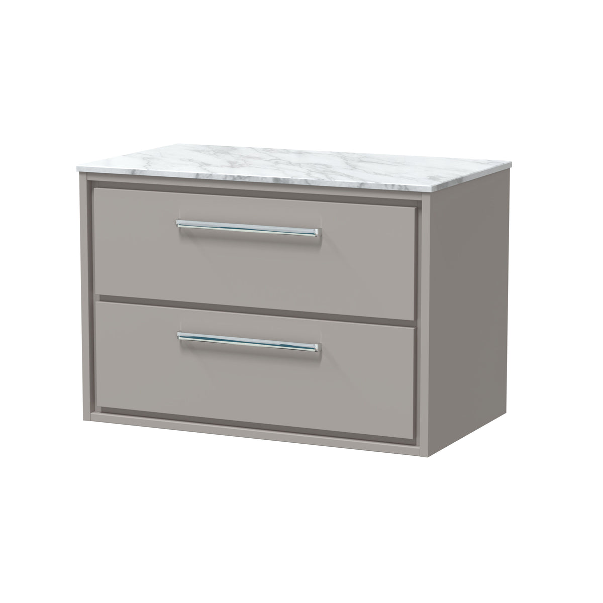 Hudson Reed Lille 800mm 2 Drawer Wall Hung Vanity Unit With Carrara Marble Worktop
