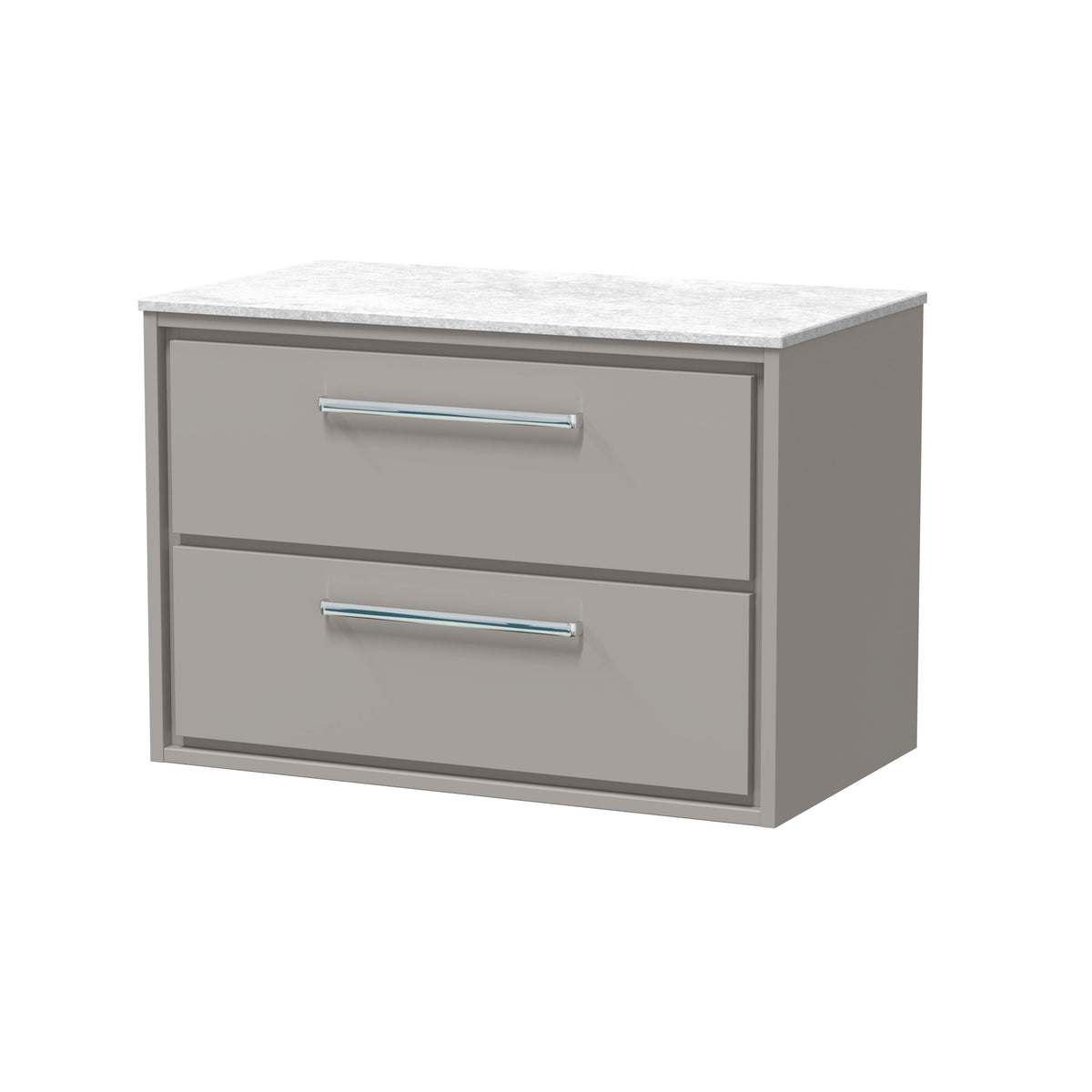 Hudson Reed Lille 800mm 2 Drawer Wall Hung Vanity Unit With White Marble Worktop