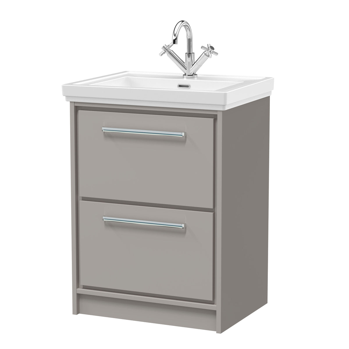 Hudson Reed Lille 600mm 2 Drawer Floor Standing Vanity Unit With 1 Tap Hole Fireclay Basin