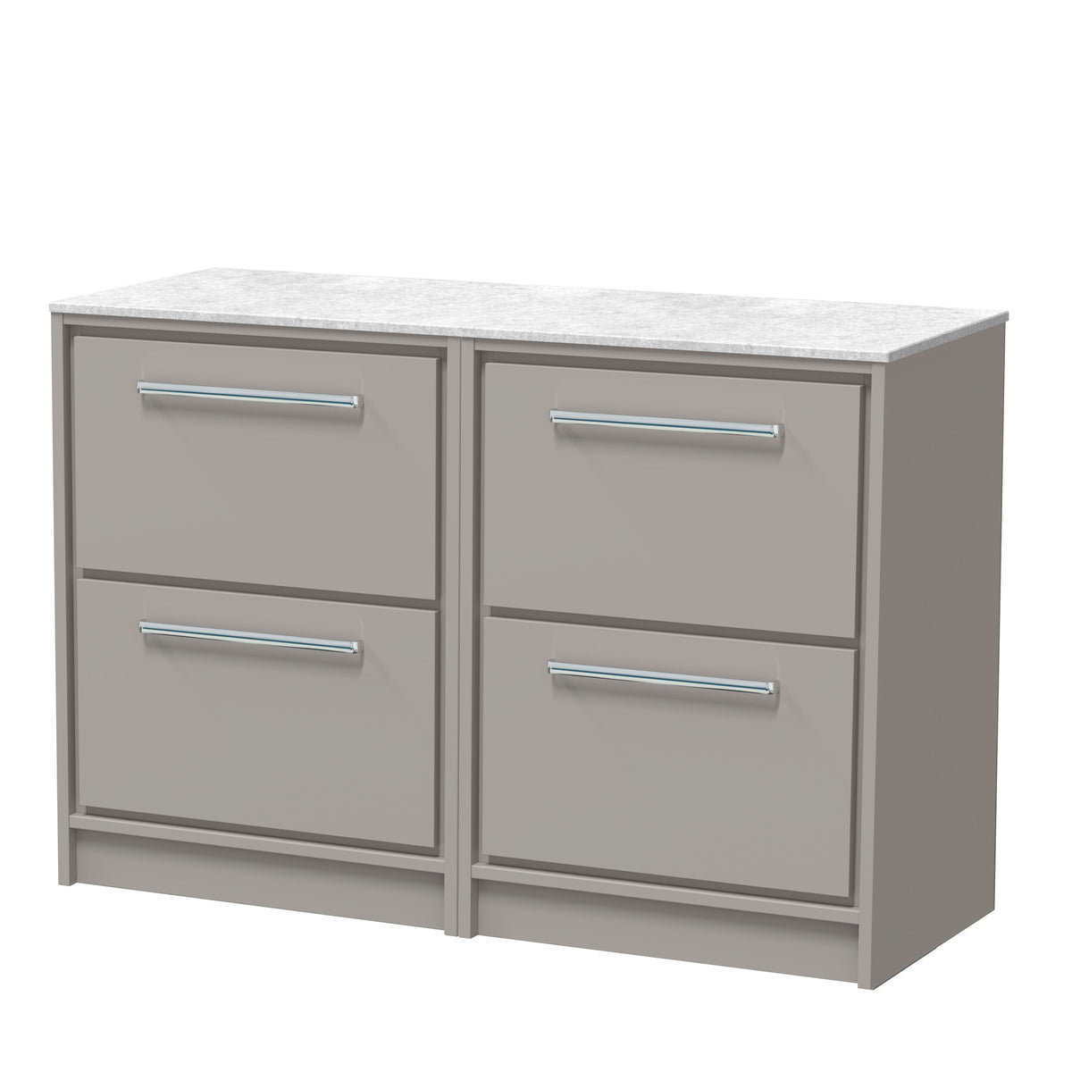 Hudson Reed Lille 1200mm 4 Drawer Floor Standing Vanity Unit With White Marble Worktop