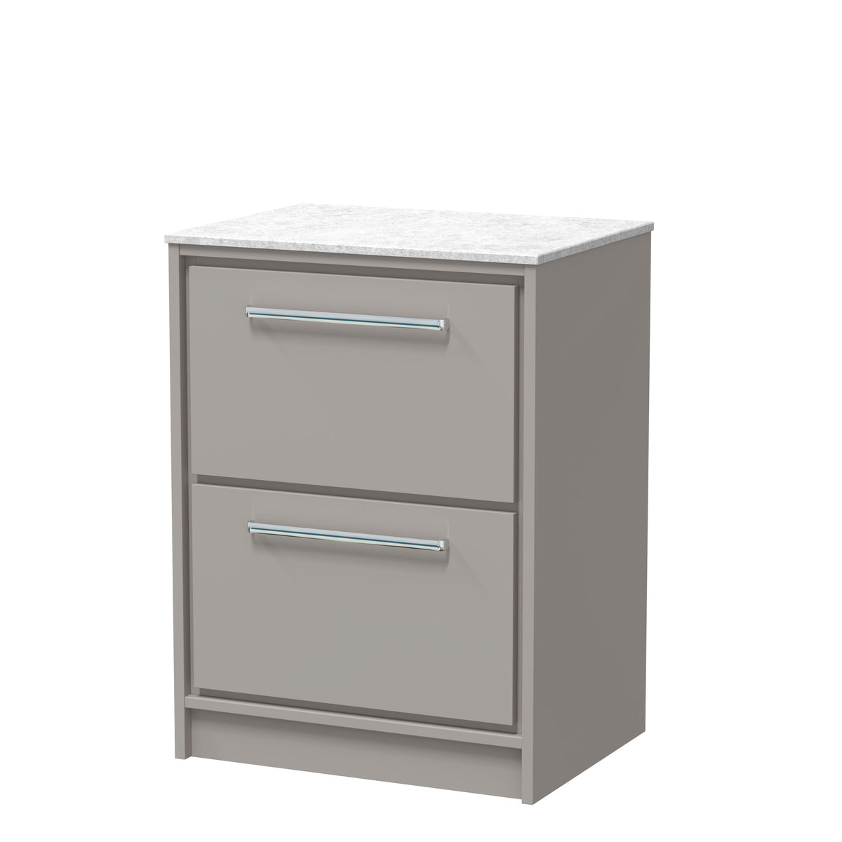 Hudson Reed Lille 600mm 2 Drawer Floor Standing Vanity Unit With White Marble Worktop