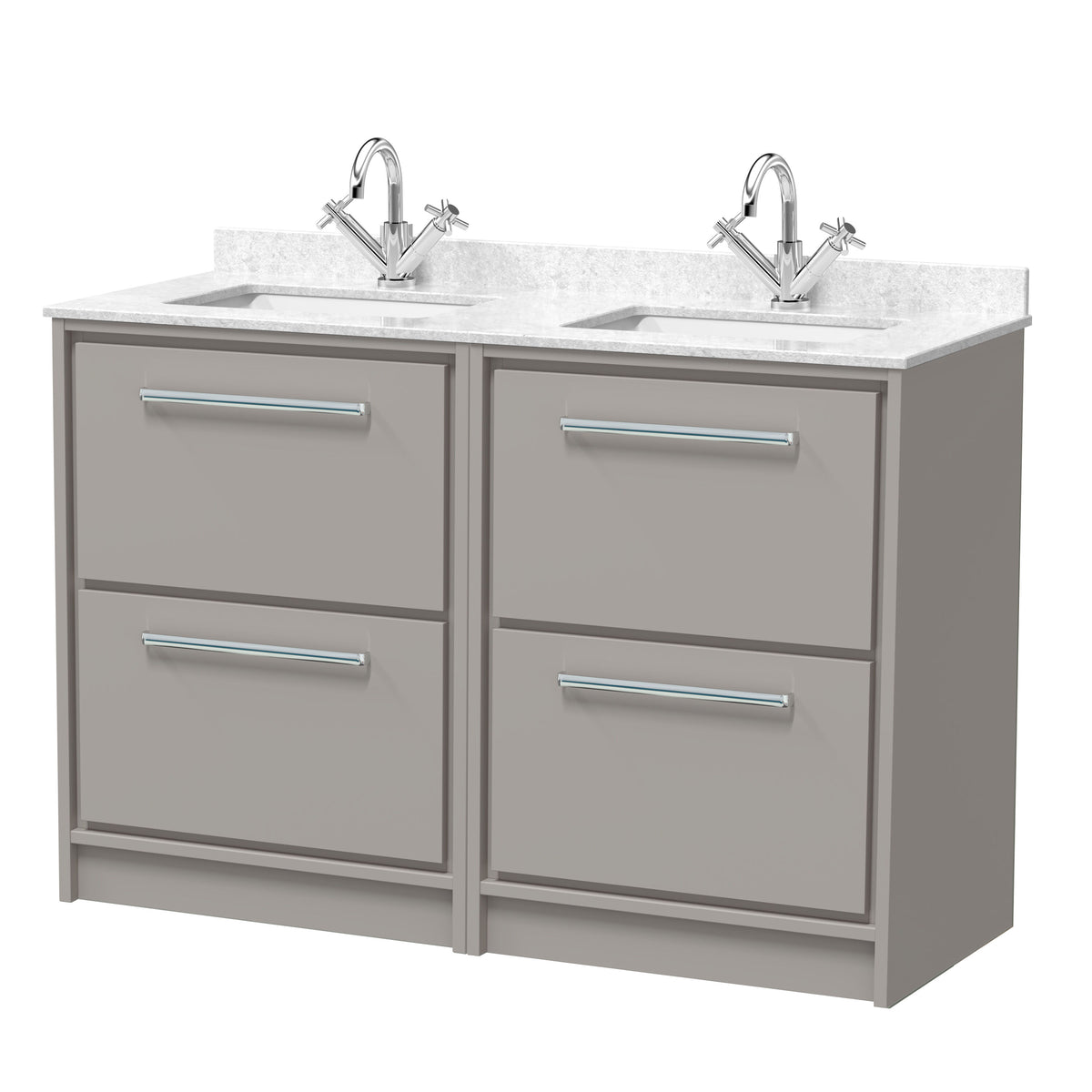 Hudson Reed Lille 1200mm 4 Drawer Floor Standing Vanity With Twin Marble Basin