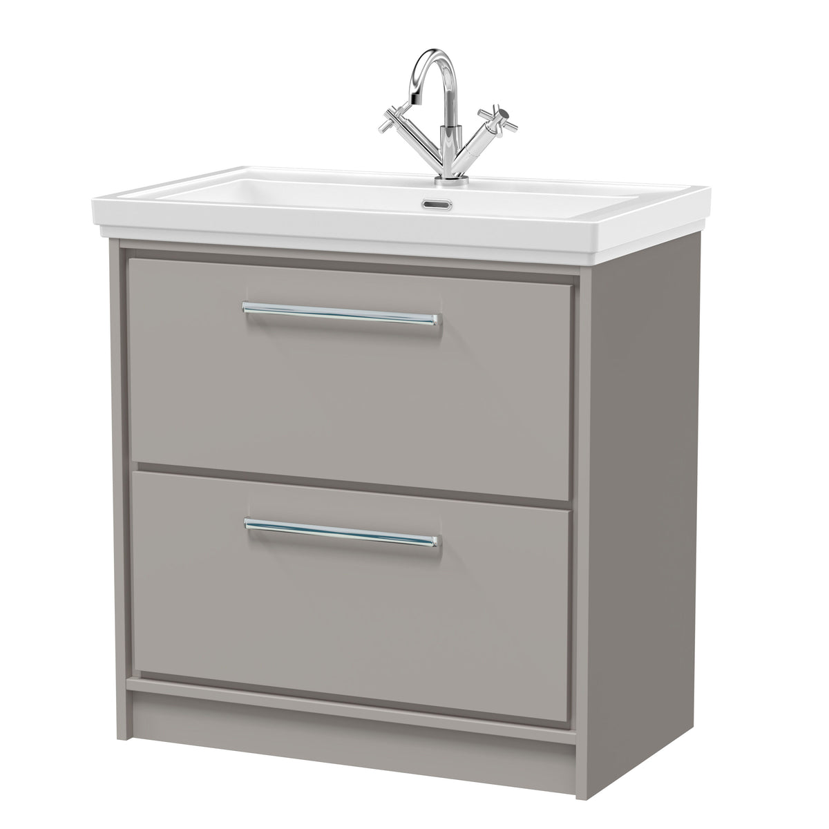 Hudson Reed Lille 800mm 2 Drawer Floor Standing Vanity Unit With 1 Tap Hole Fireclay Basin