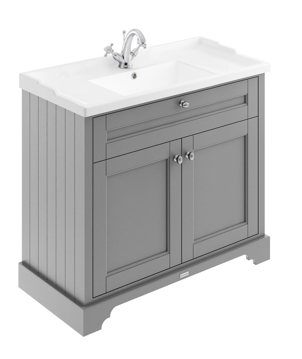 Old London 1000mm 2 Door Floor Standing Cabinet With 1 Tap Hole Basin