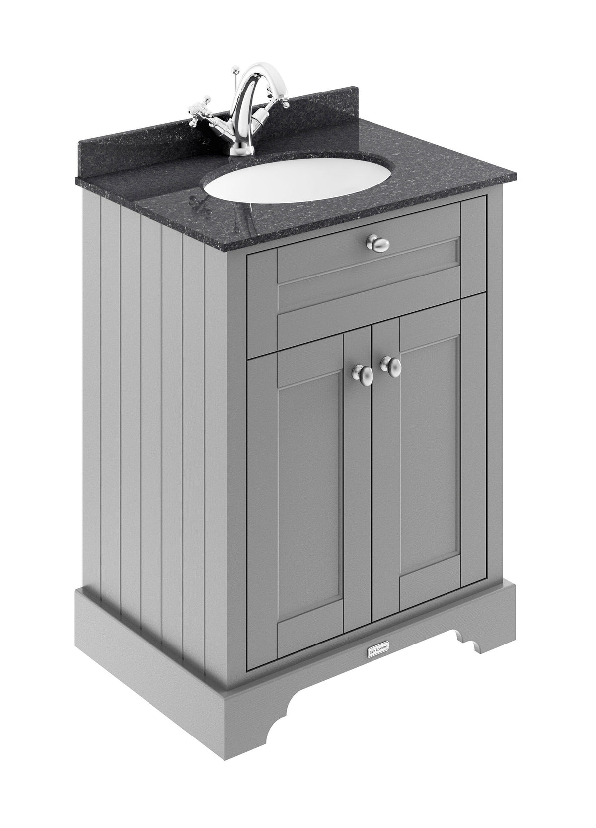 Old London 600mm 2 Door Floor Standing Cabinet With 1 Tap Hole Marble Basin