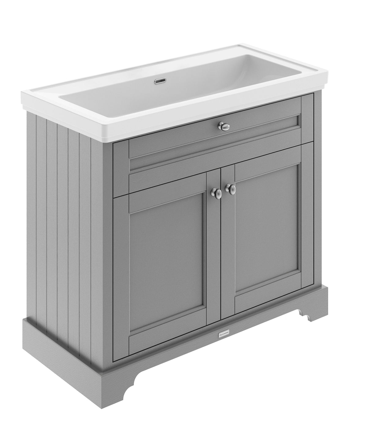 Old London 1000mm 2 Door Floor Standing Vanity Unit With Fireclay Basin