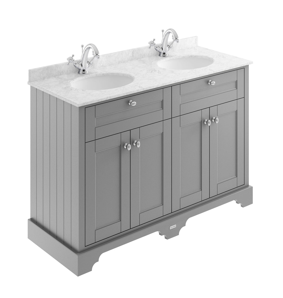 Old London 1200mm 4 Door Floor Standing Cabinet With Twin Marble Basin