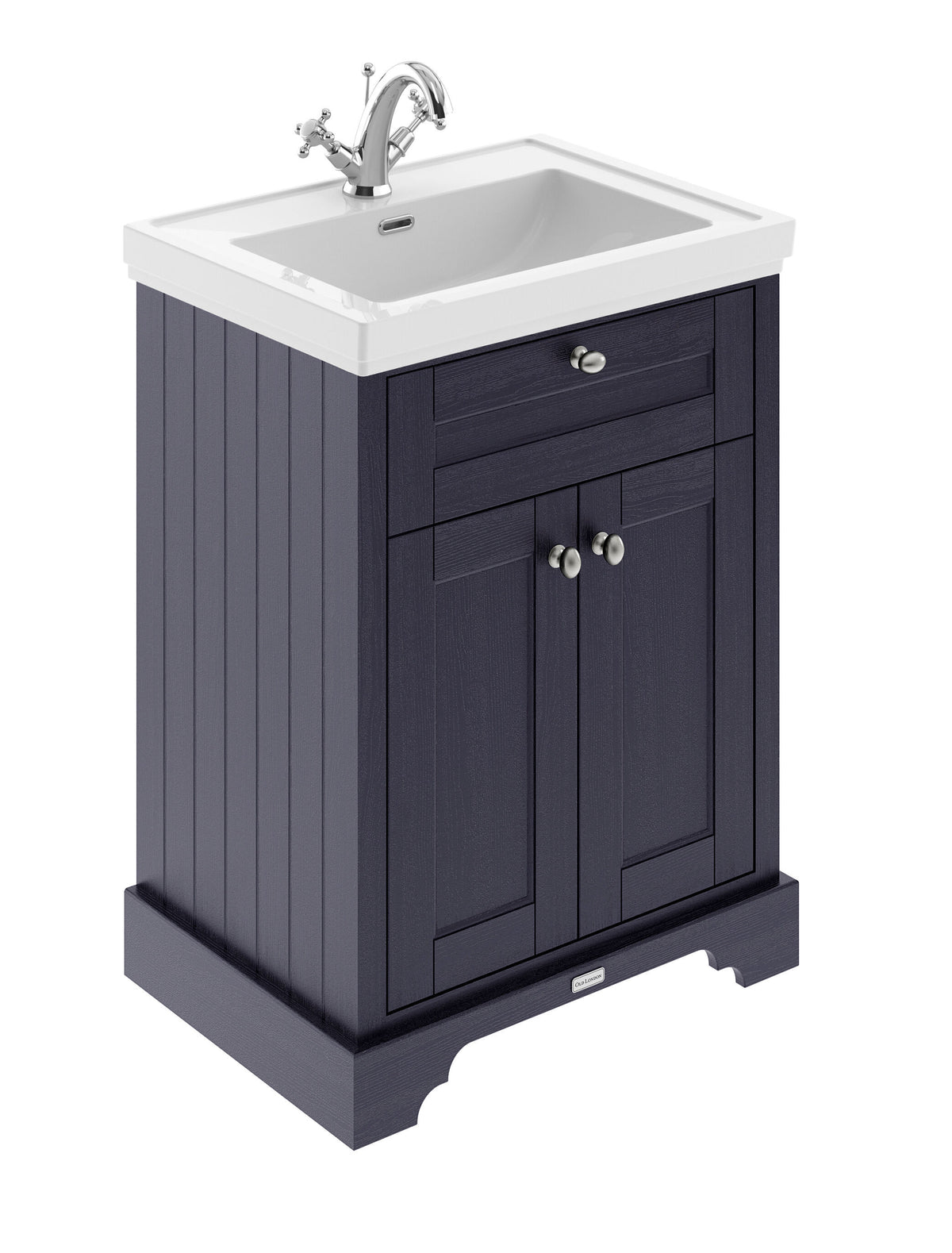 Old London 600mm 2 Door Floor Standing Vanity Unit With 1 Tap Hole Basin