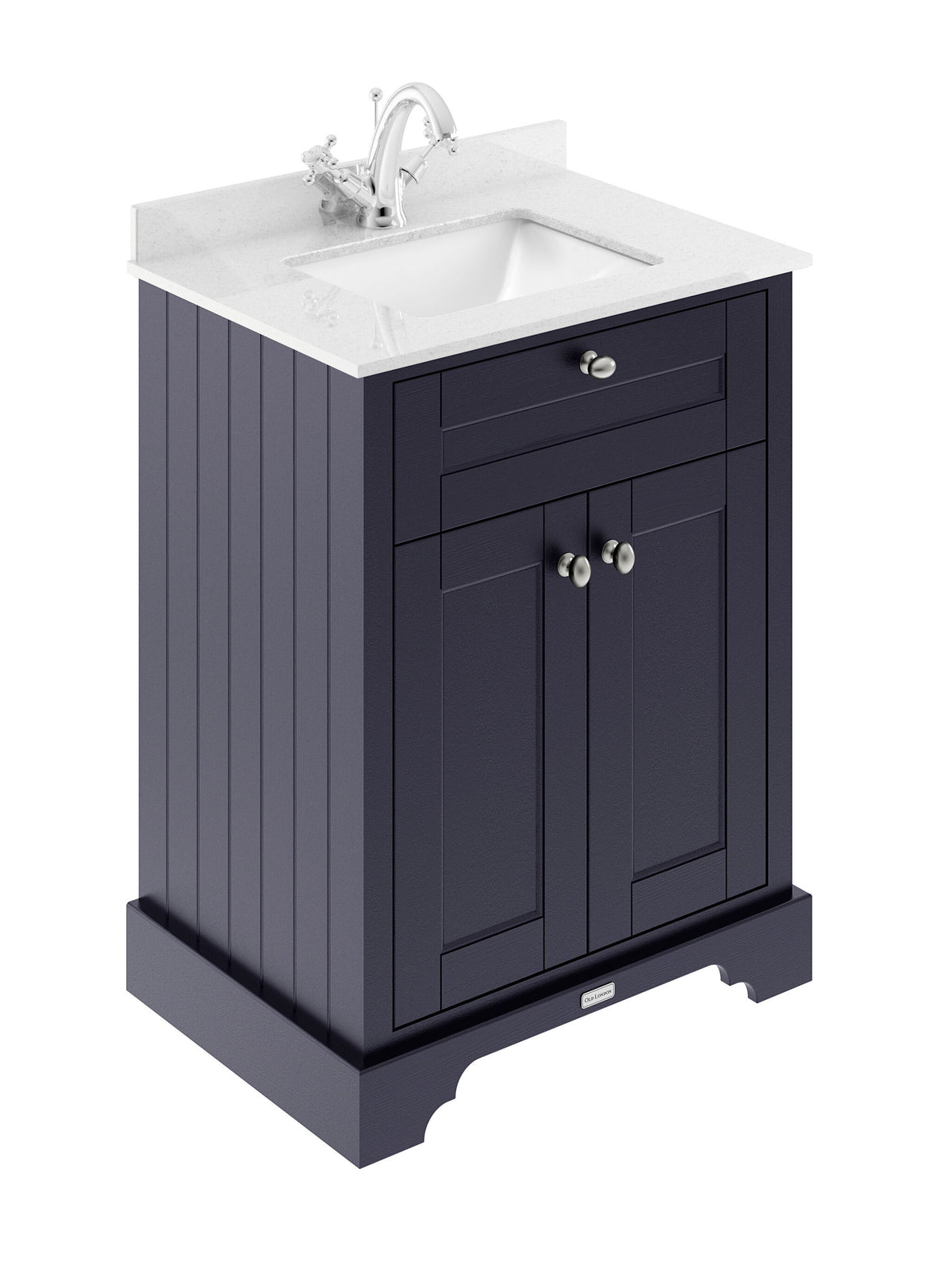 Old London 600mm 2 Door Floor Standing Cabinet With 1 Tap Hole Marble Basin