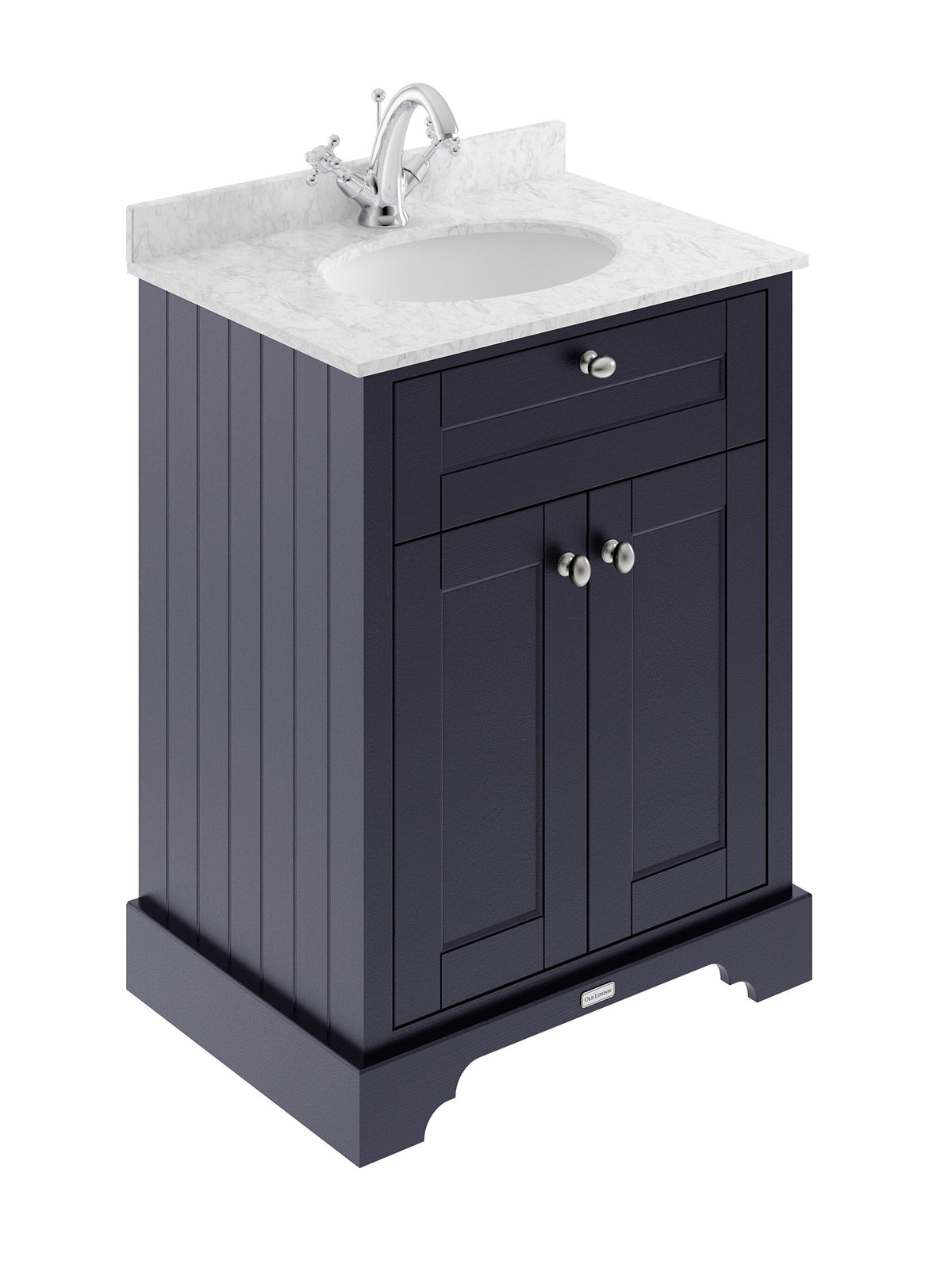 Old London 600mm 2 Door Floor Standing Cabinet With 1 Tap Hole Marble Basin