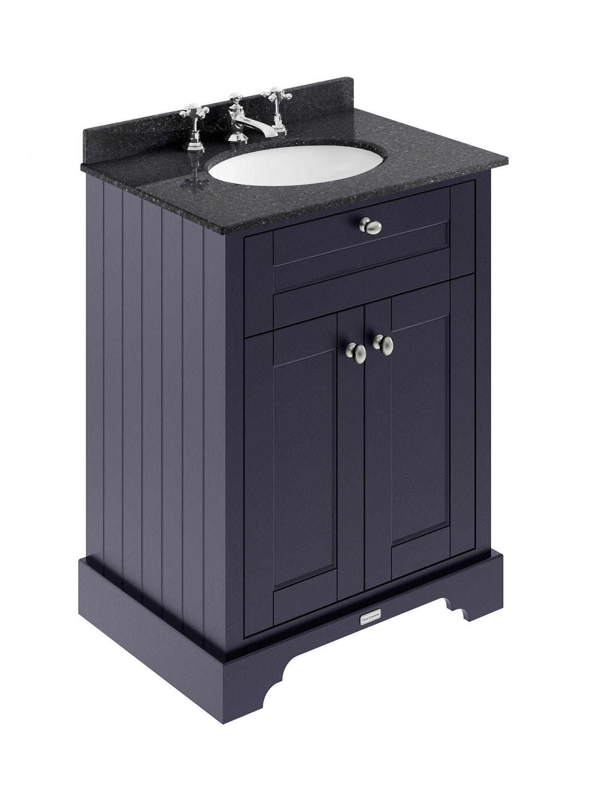 Old London 600mm 2 Door Floor Standing Cabinet With 3 Tap Holes Marble Basin