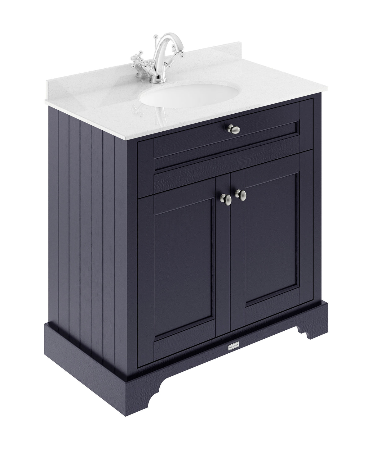 Old London 800mm 2 Door Floor Standing Cabinet With 1 Tap Hole Marble Basin