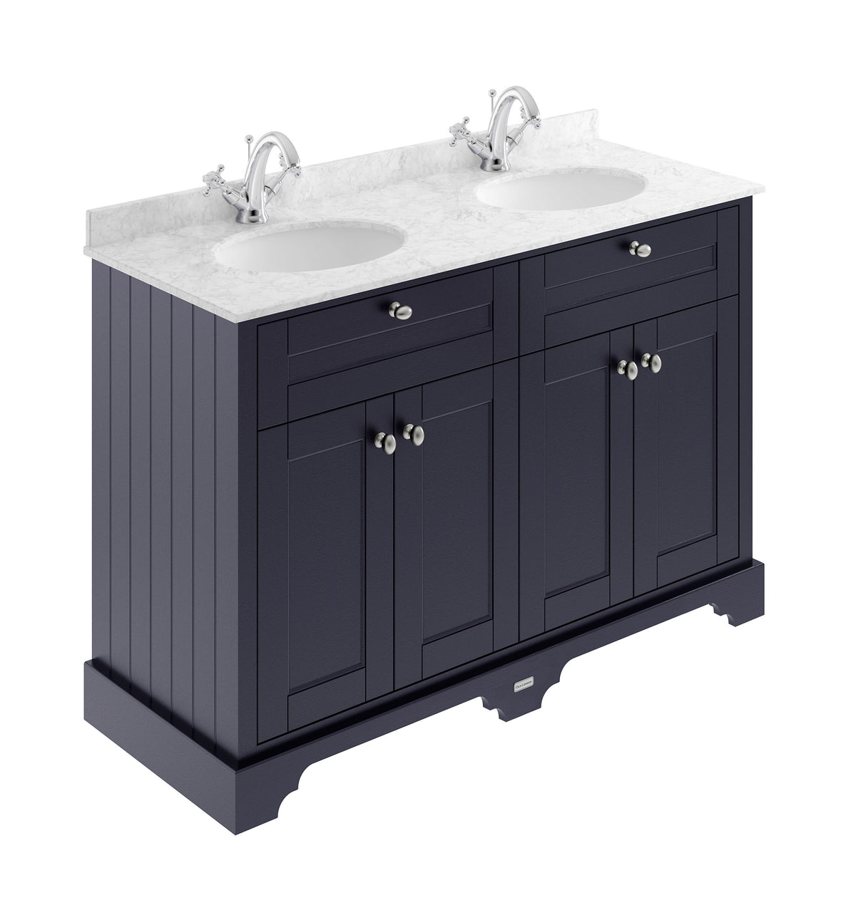 Old London 1200mm 4 Door Floor Standing Cabinet With Twin Marble Basin