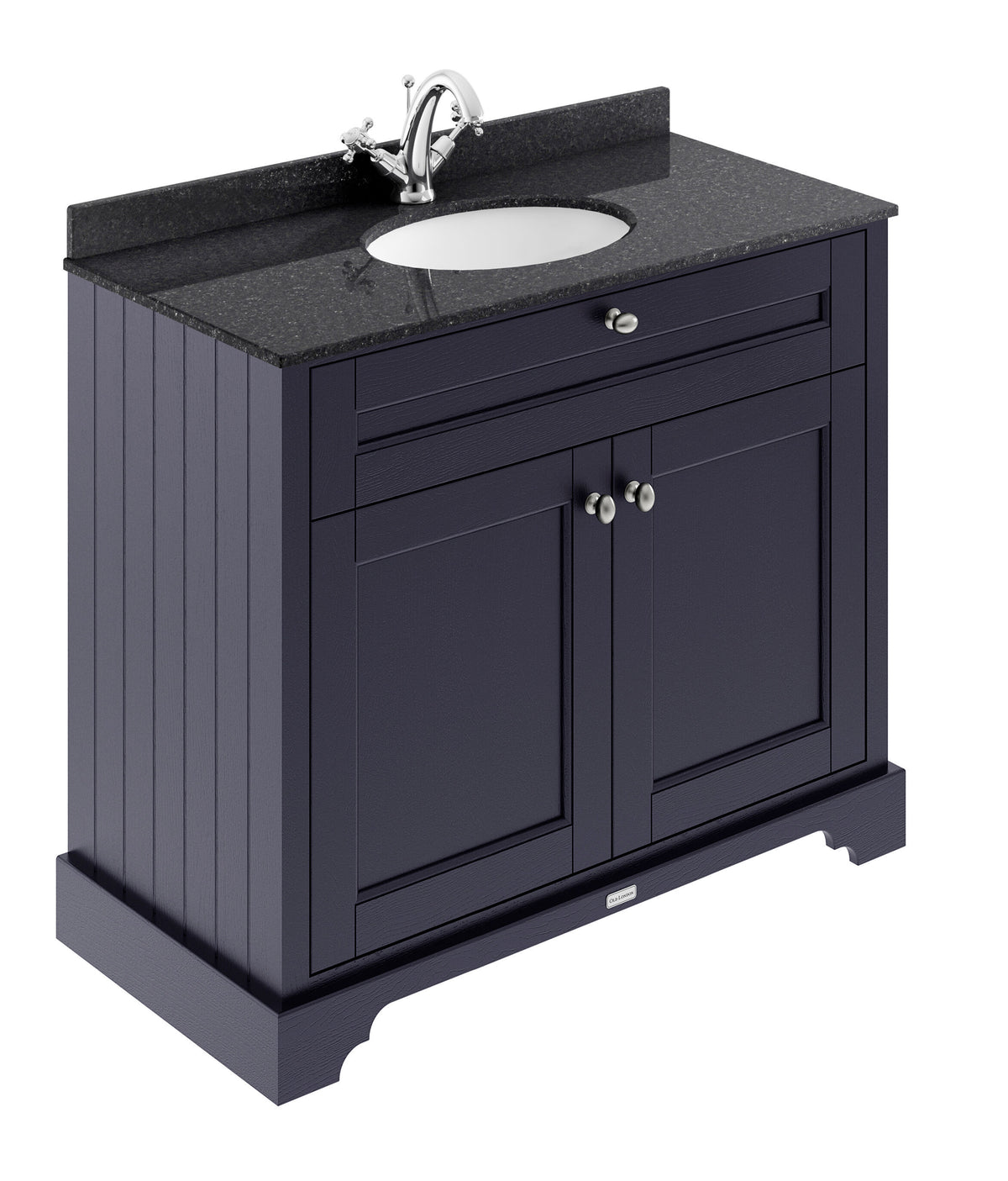 Old London 1000mm 2 Door Floor Standing Cabinet With 1 Tap Hole Marble Basin