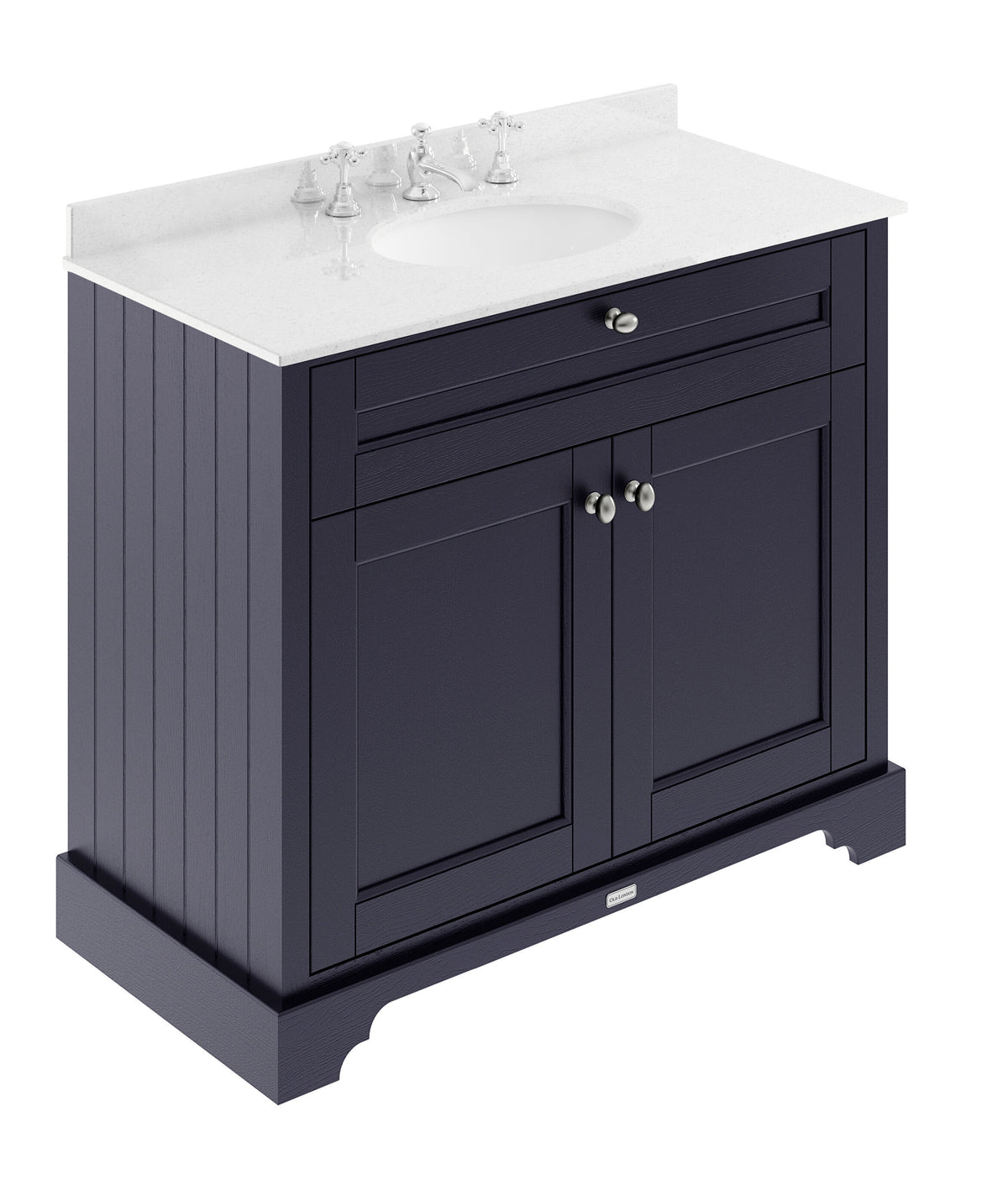 Old London 1000mm 2 Door Floor Standing Cabinet With 3 Tap Holes Marble Basin