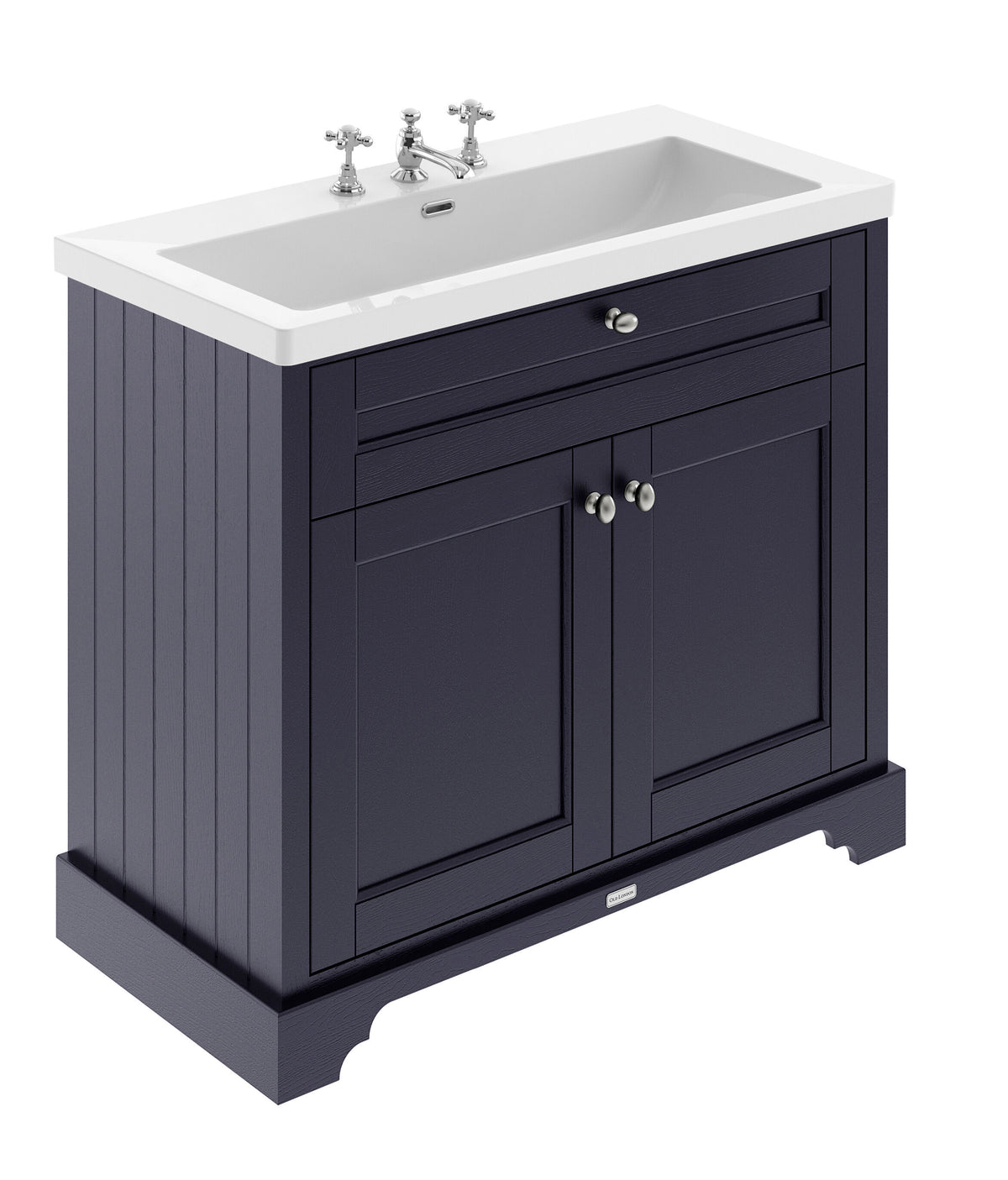 Old London 1000mm 2 Door Floor Standing Vanity Unit With 3 Tap Holes Fireclay Basin
