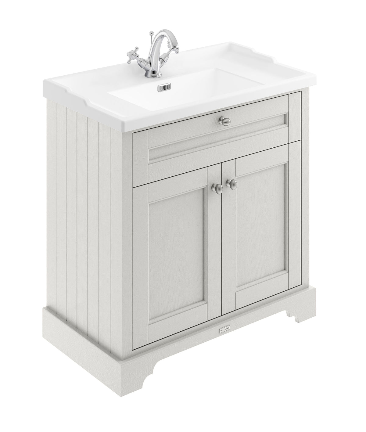 Old London 800mm 2 Door Floor Standing Cabinet With 1 Tap Hole Basin