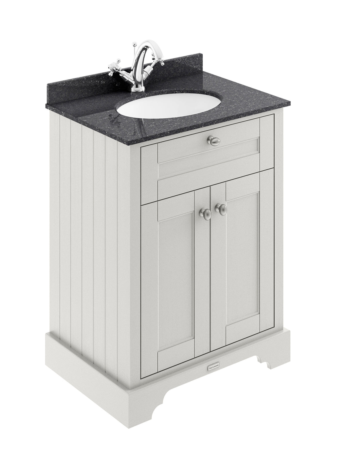 Old London 600mm 2 Door Floor Standing Cabinet With 1 Tap Hole Marble Basin