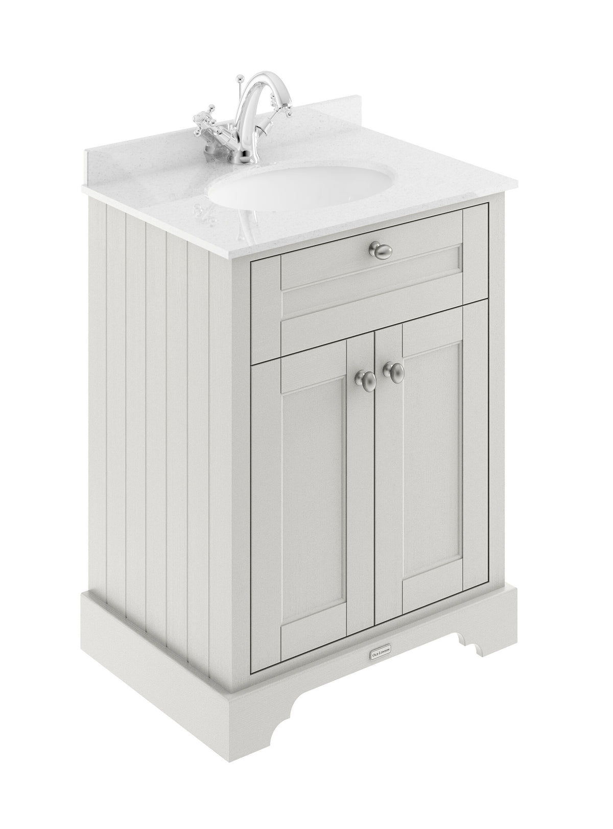 Old London 600mm 2 Door Floor Standing Cabinet With 1 Tap Hole Marble Basin