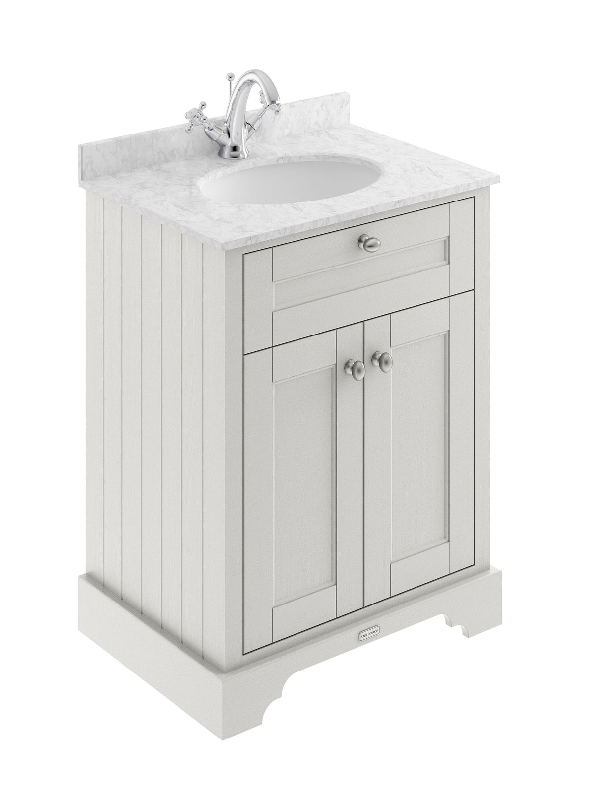 Old London 600mm 2 Door Floor Standing Cabinet With 1 Tap Hole Marble Basin