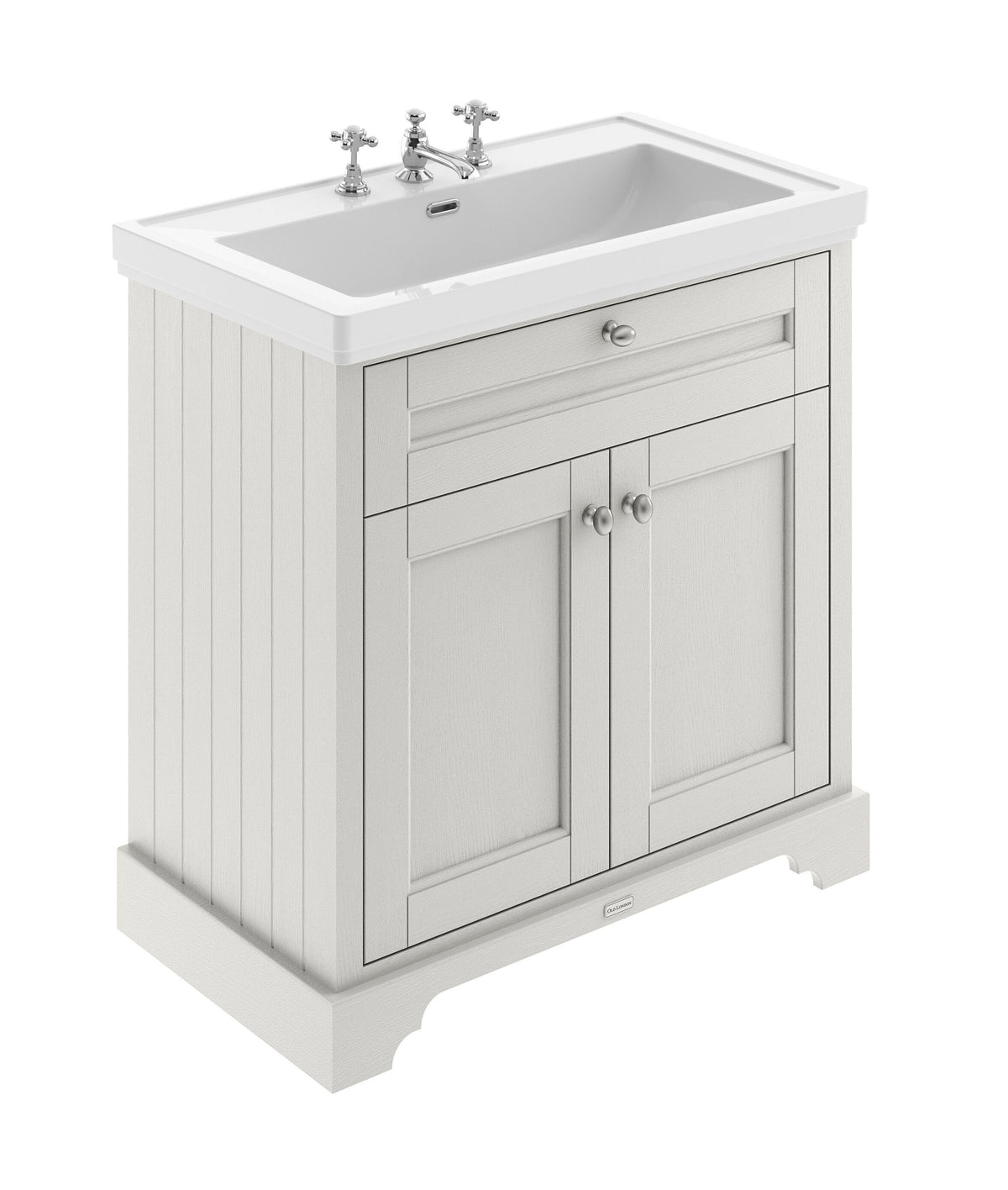 Old London 800mm 2 Door Floor Standing Vanity Unit With 3 Tap Holes Basin