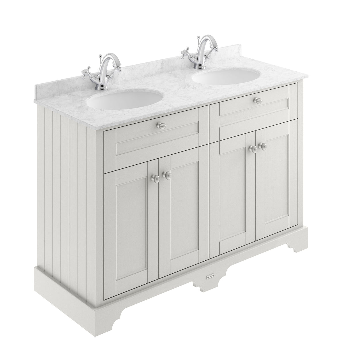 Old London 1200mm 4 Door Floor Standing Cabinet With Twin Marble Basin
