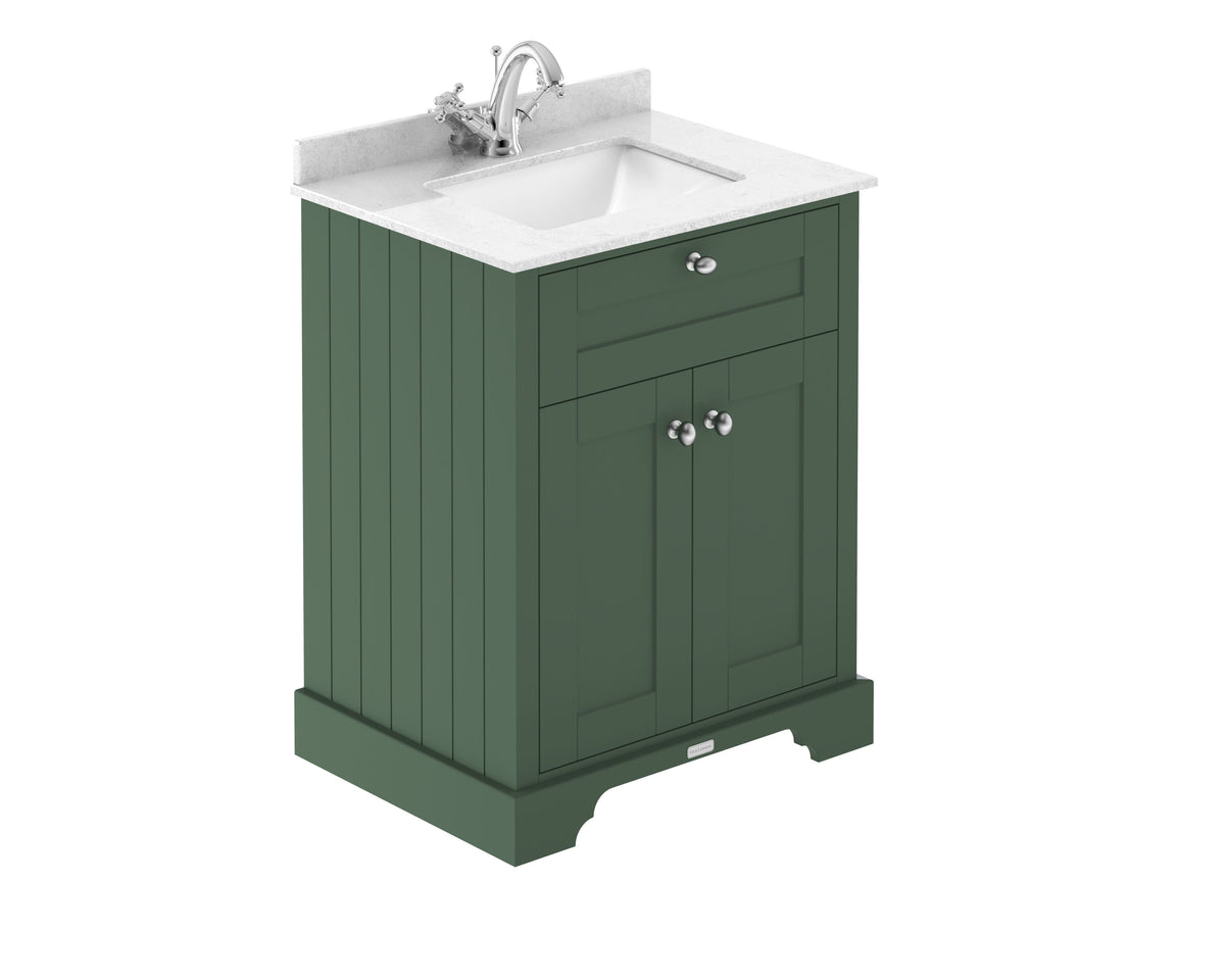 Old London 600mm 2 Door Floor Standing Cabinet With 1 Tap Hole Marble Basin