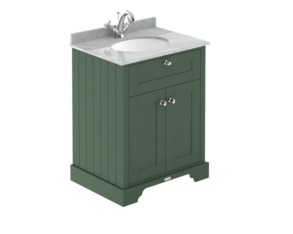 Old London 600mm 2 Door Floor Standing Cabinet With 1 Tap Hole Marble Basin