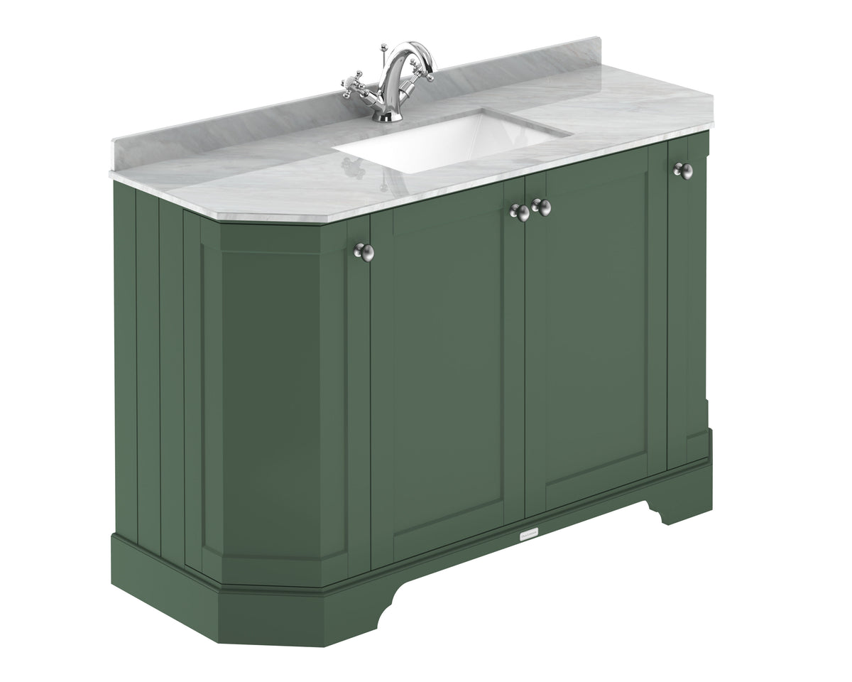 Old London 1200mm 4 Door Floor Standing Angled Vanity Unit With 1 Tap Hole Grey Marble Basin