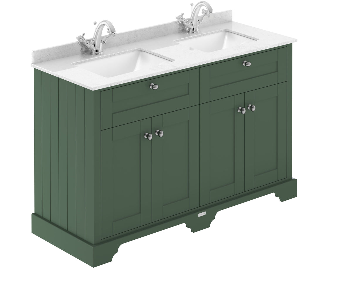 Old London 1200mm 4 Door Floor Standing Cabinet With Twin Marble Basin