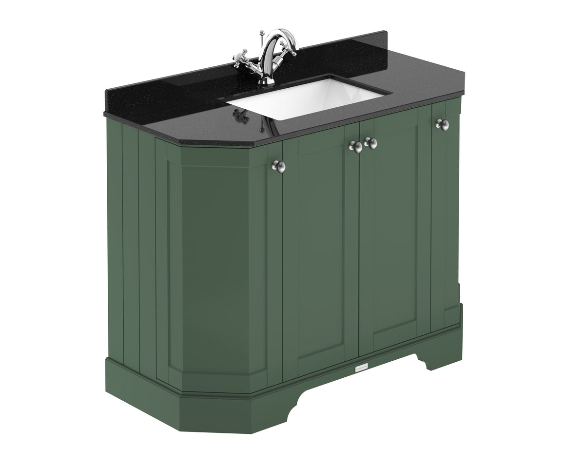 Old London 1000mm 4 Door Floor Standing Angled Vanity Unit With 1 Tap Hole Marble Basin