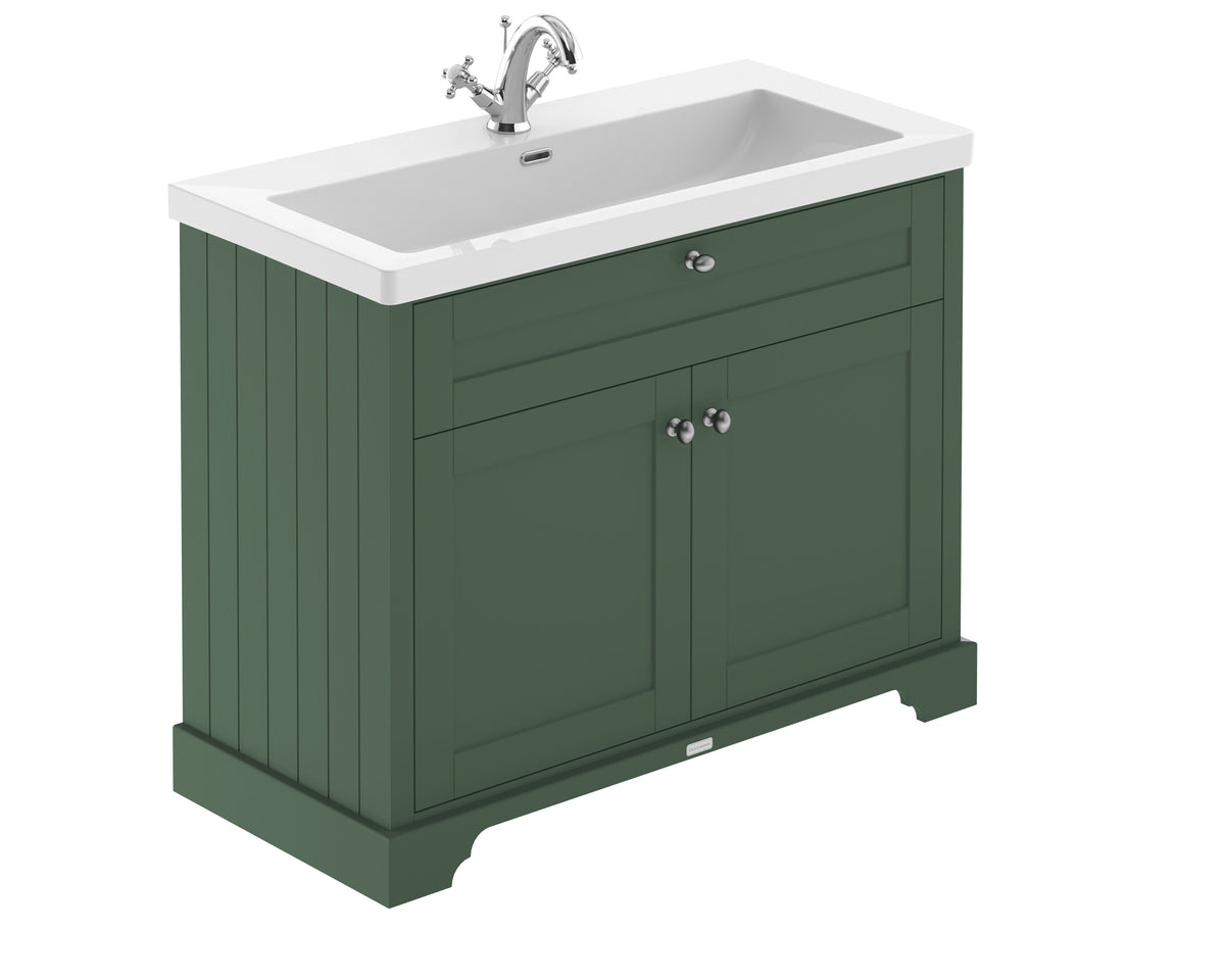 Old London 1000mm 2 Door Floor Standing Vanity Unit With 1 Tap Hole Fireclay Basin