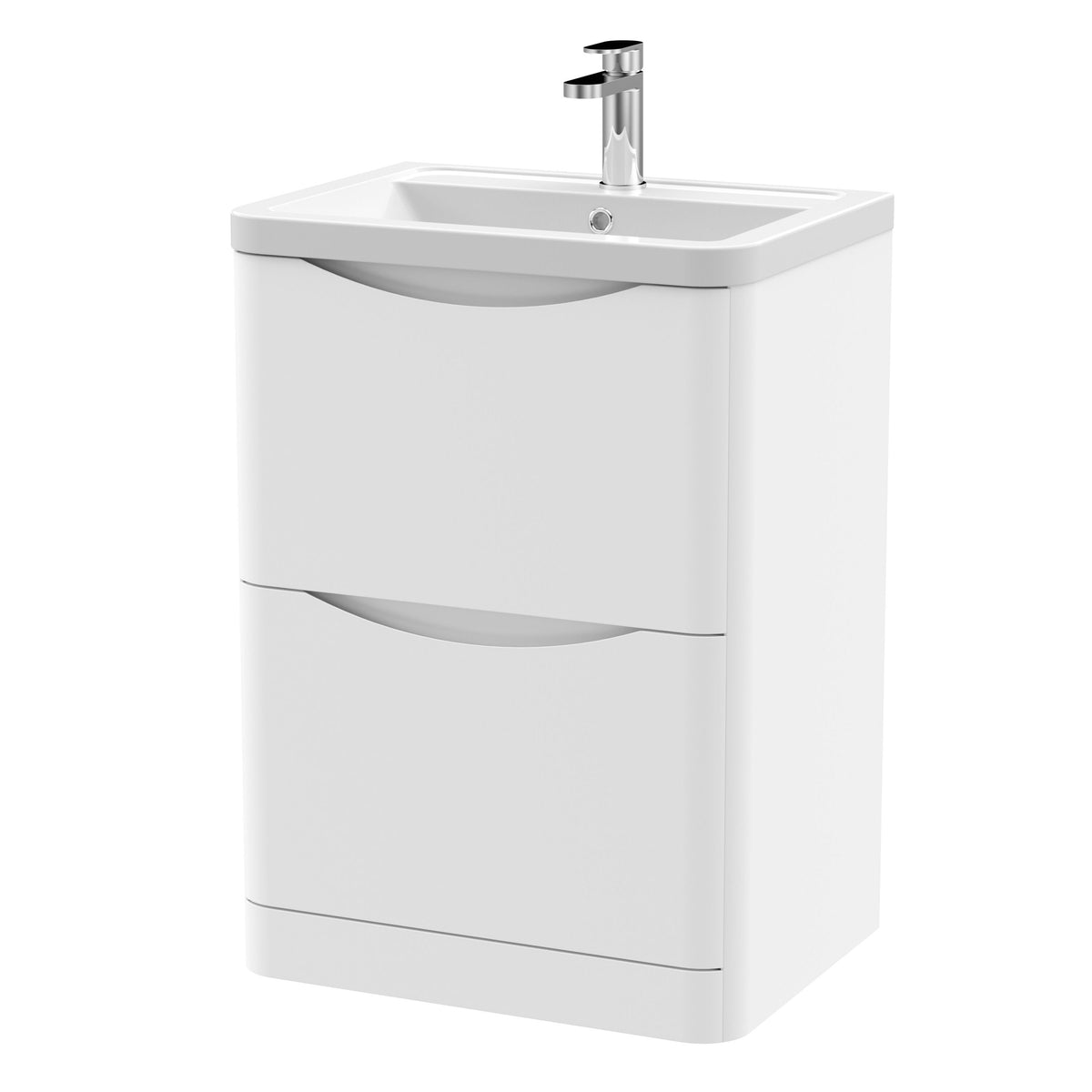 Nuie Lunar 600mm 2 Drawer Floor Standing Vanity Unit With Basin