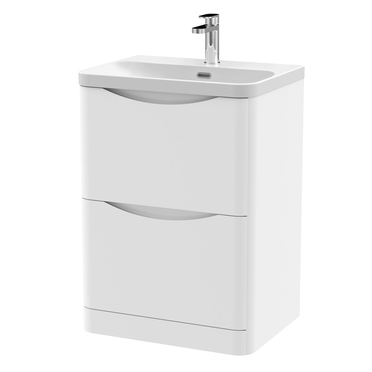 Nuie Lunar 600mm 2 Drawer Floor Standing Vanity Unit With Thin Edge Basin
