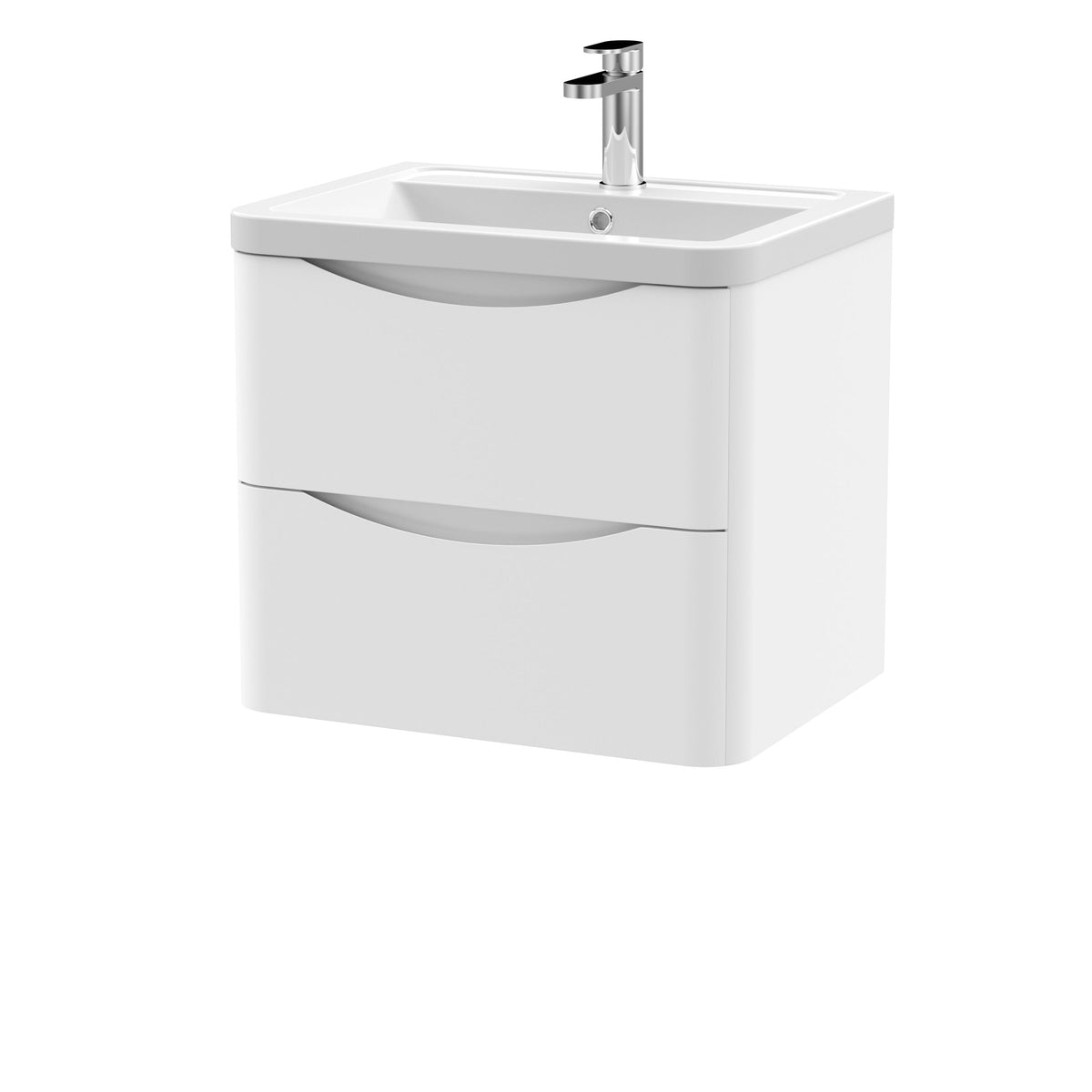 Nuie Lunar 600mm 2 Drawer Wall Hung Vanity Unit With Basin