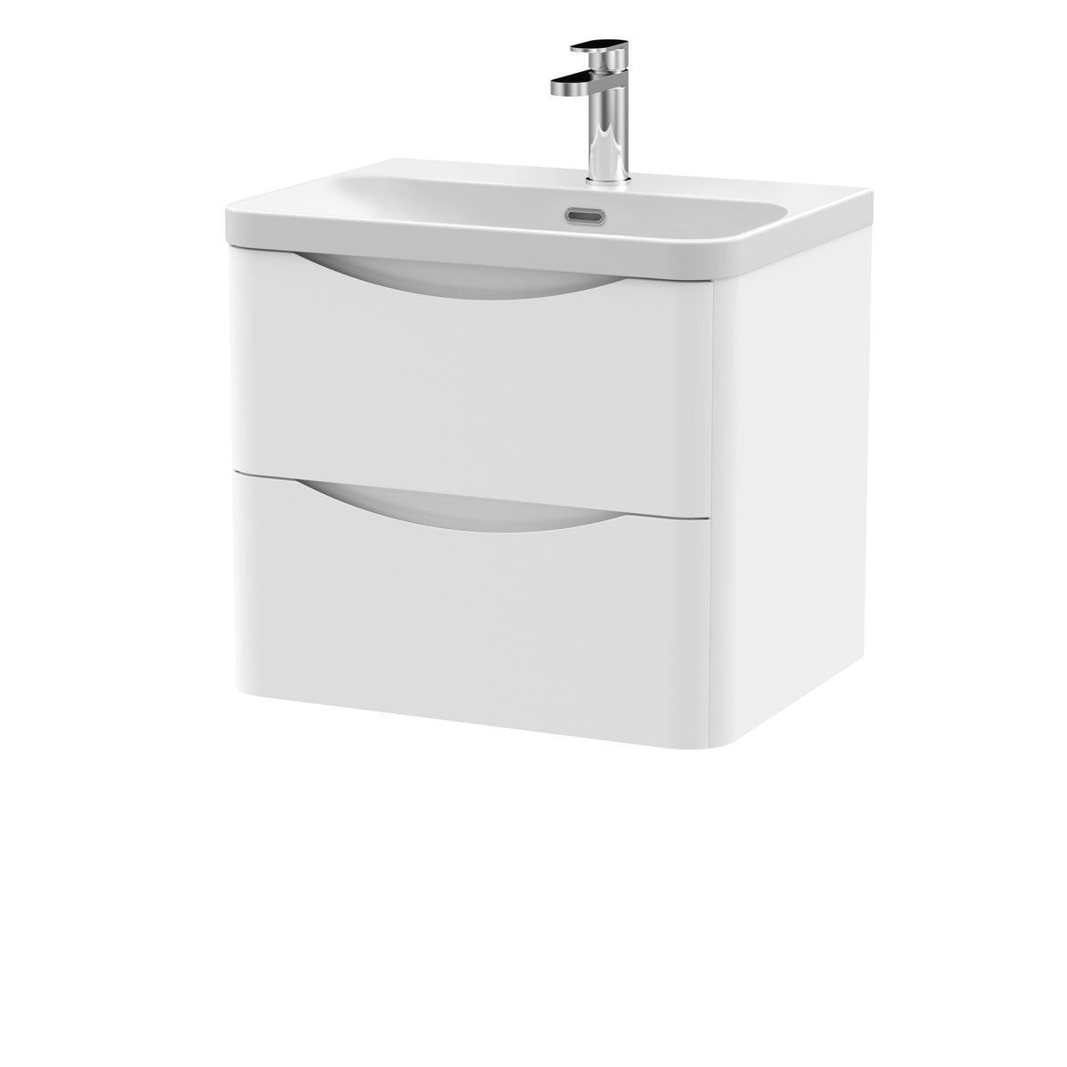 Nuie Lunar 600mm 2 Drawer Wall Hung Vanity Unit With Thin Edge Basin