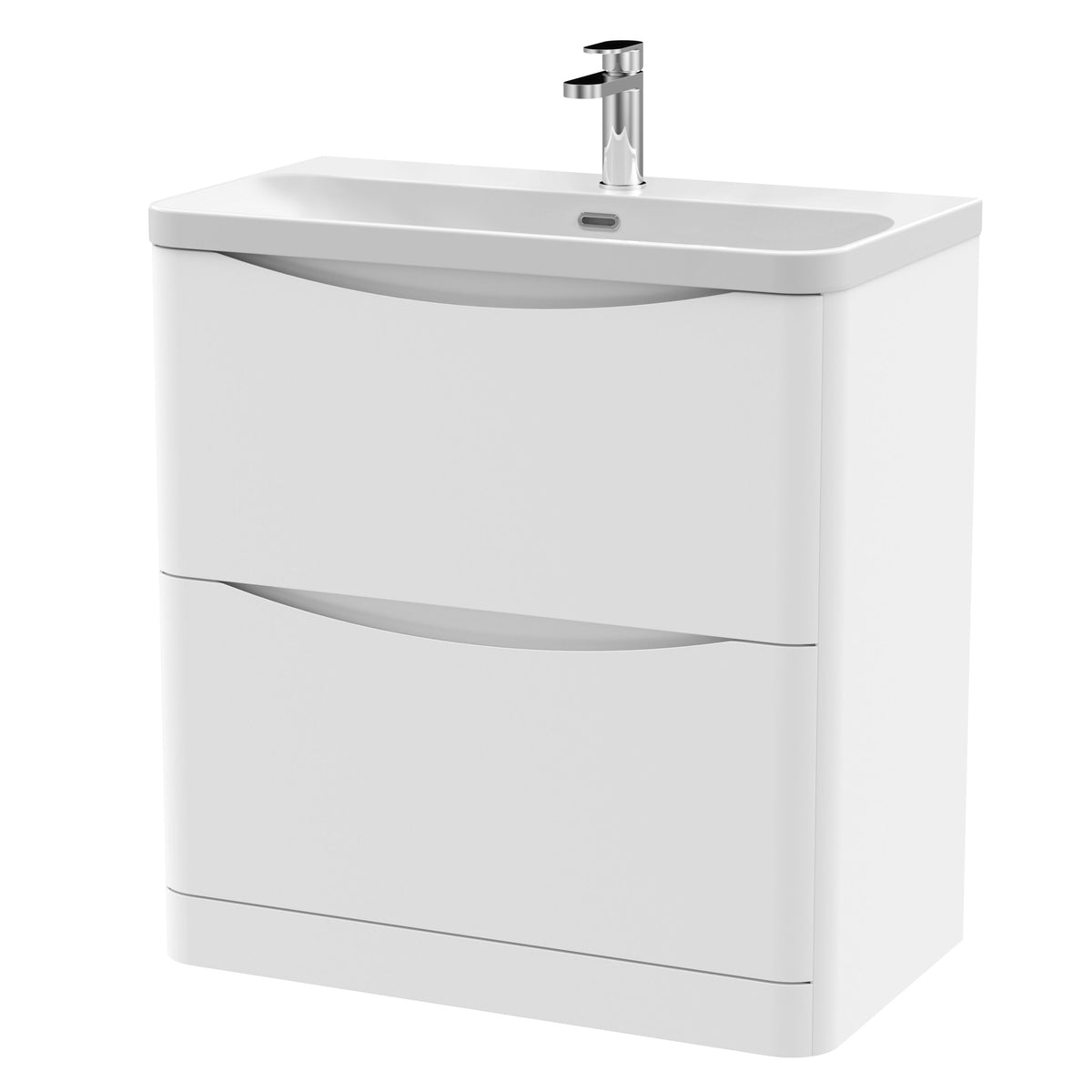 Nuie Lunar 800mm 2 Drawer Floor Standing Vanity Unit With Thin Edge Basin
