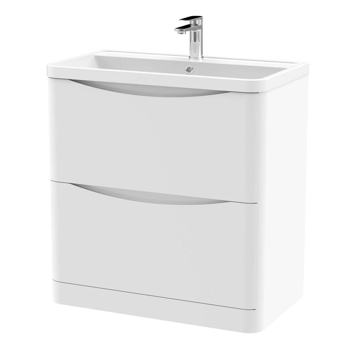 Nuie Lunar 800mm 2 Drawer Floor Standing Vanity Unit With Polymarble Basin