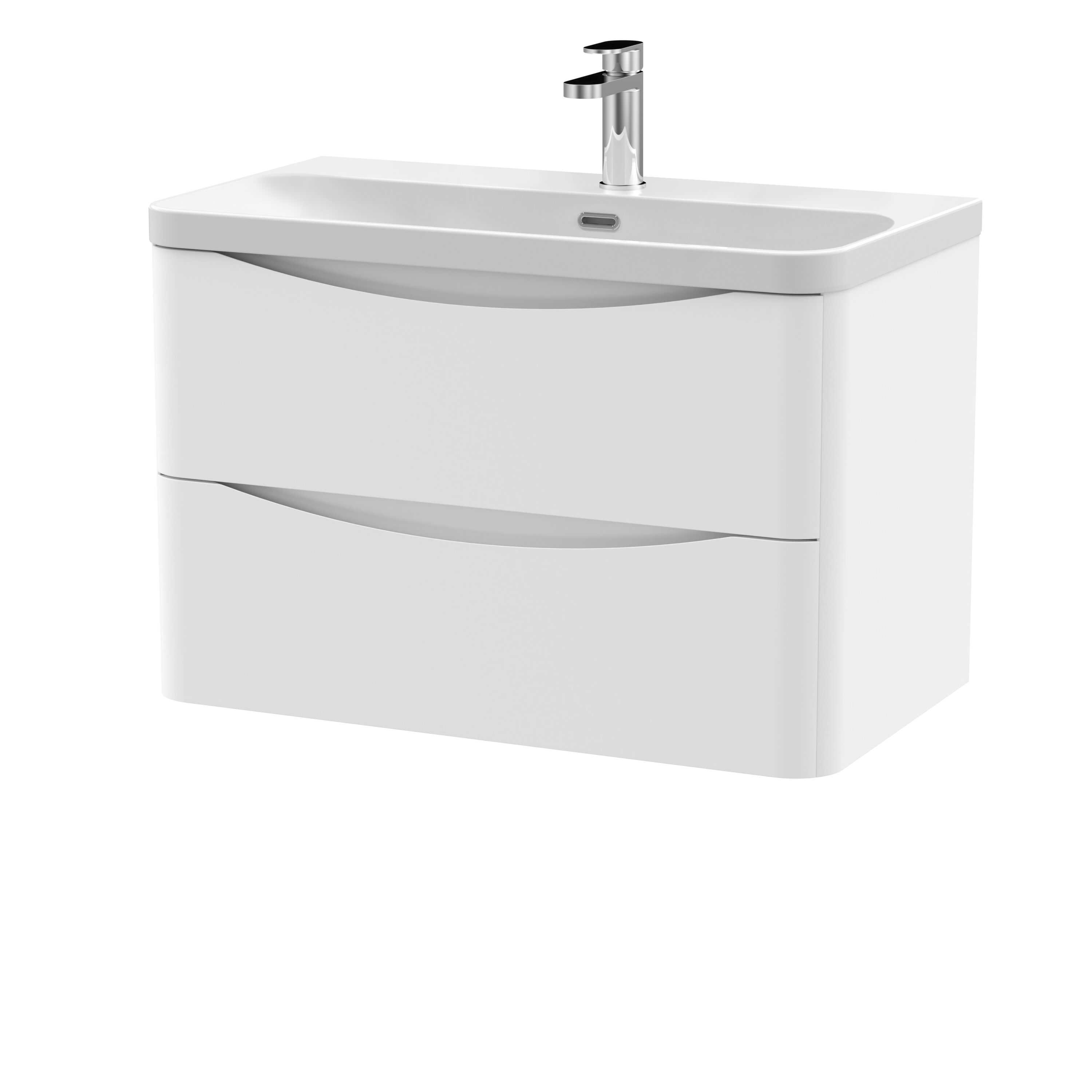 Nuie Lunar 800mm 2 Drawer Wall Hung Vanity Unit With Thin Edge Basin